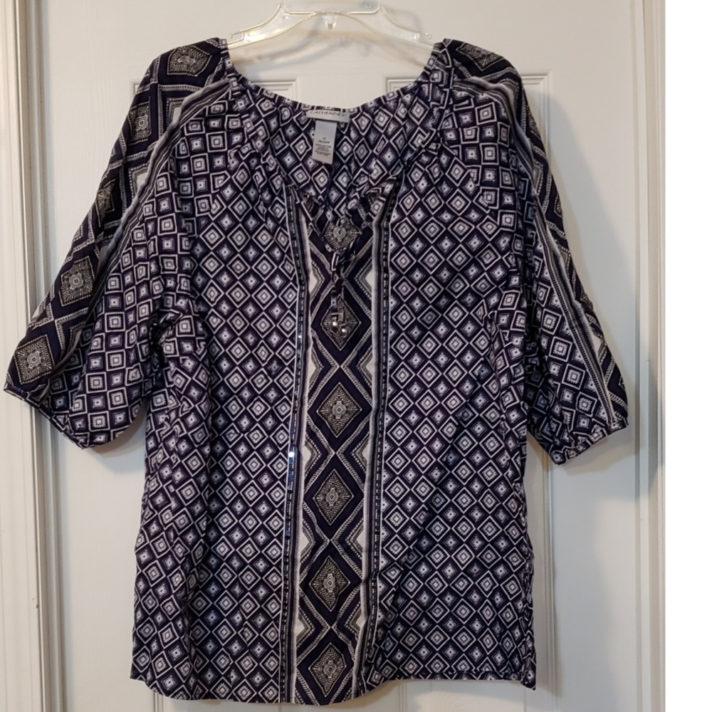 Catherine's Navy Peasant Blouse